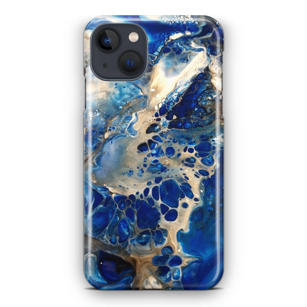 Abstract Golden Blue Paint Art iPhone 13 / 13 mini Case