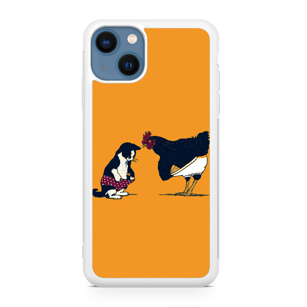 Cat Chicken Yellow Underwear Cute iPhone 13 / 13 mini Case