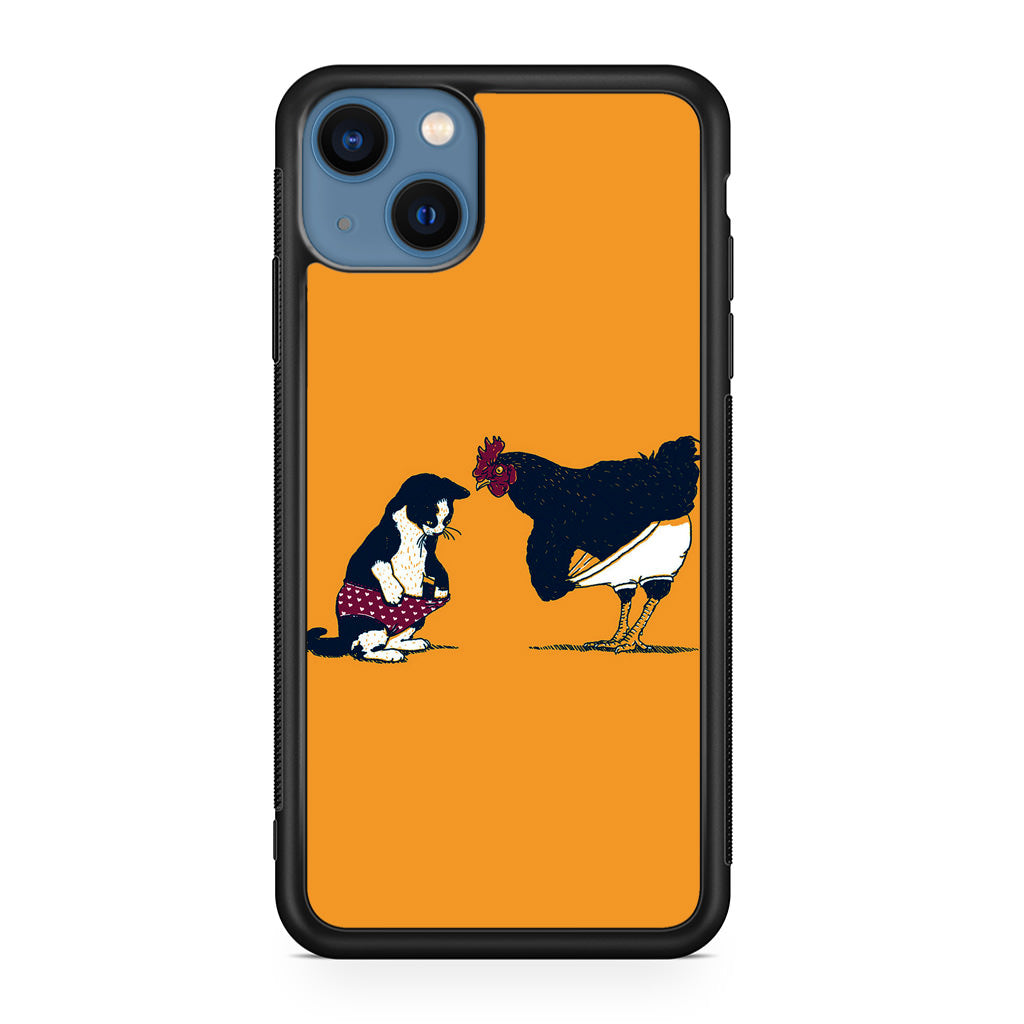 Cat Chicken Yellow Underwear Cute iPhone 13 / 13 mini Case