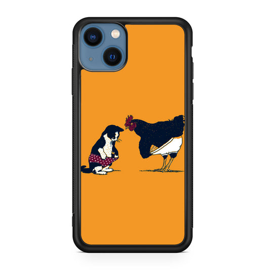Cat Chicken Yellow Underwear Cute iPhone 13 / 13 mini Case